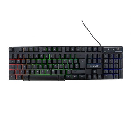 666446 Teclado gamer 4 en 1 con iluminación RGB auriculares, mouse y almohadilla