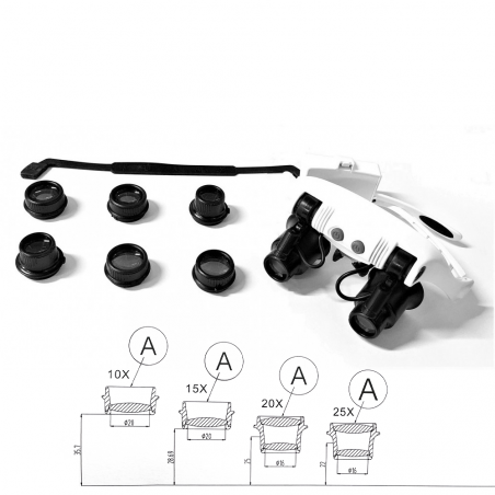 013946 Lupas con 2 Luces LED para la reparación de Relojes