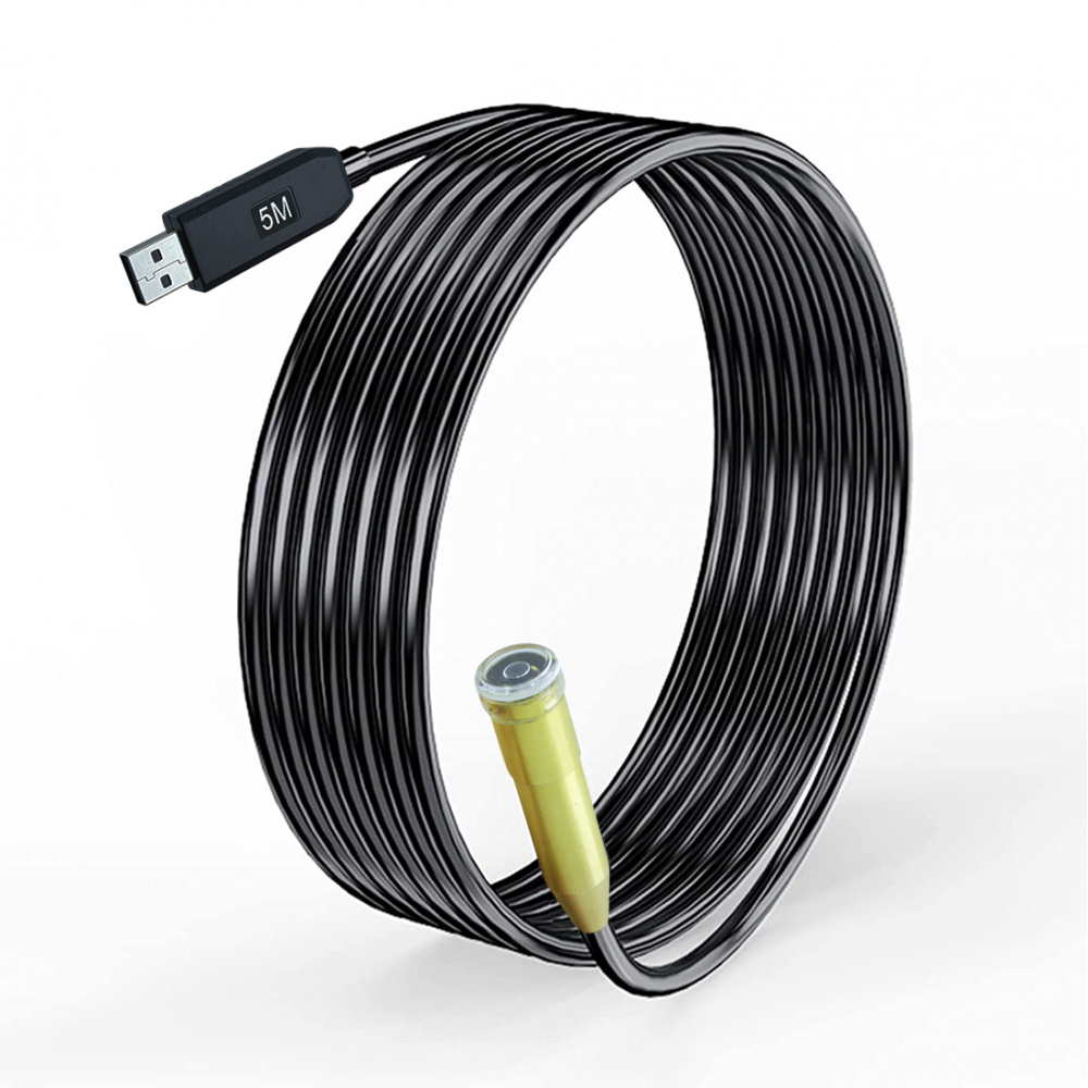 Cámara de endoscopio USB de 5 m con sonda impermeable flexible de 4 luces LED