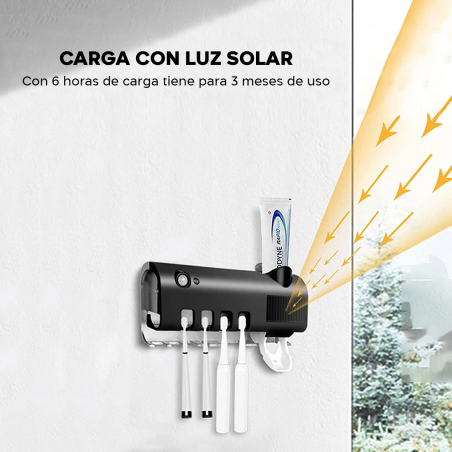 187752 Esterilizador UV para cepillo de dientes y pasta 4 ranuras carga solarUSB