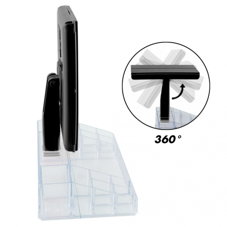 945126 Espejo giratorio con luces LED táctiles y organizador de compartimentos