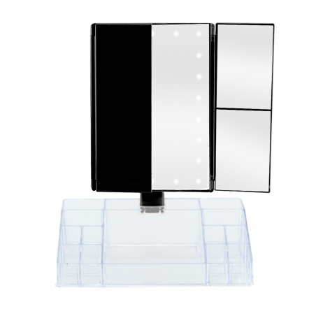 945126 Espejo giratorio con luces LED táctiles y organizador de compartimentos