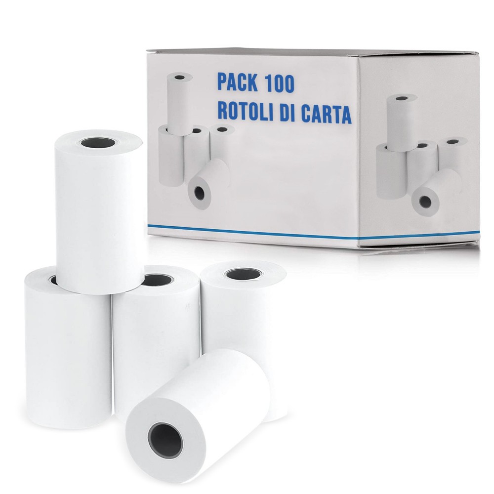 Pack 100 rollos papel térmico ONE OFFICE para 57mm x 35mt agujero 12mm 55gr