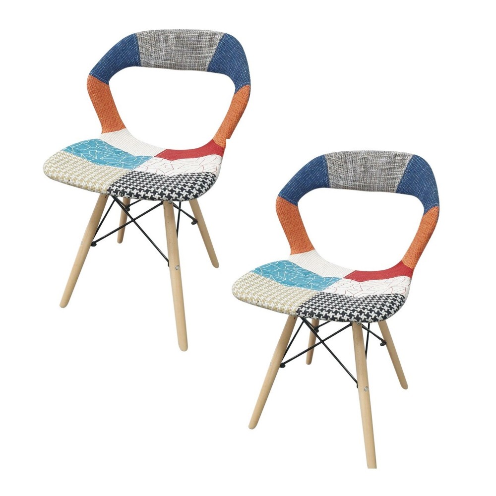 2 uds Silla PARIS Patchwork patas madera de Haya ergonómica estructura metálica