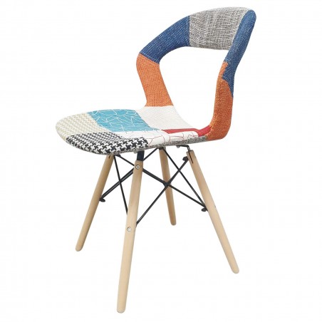 2 uds Silla PARIS Patchwork patas madera de Haya ergonómica estructura metálica