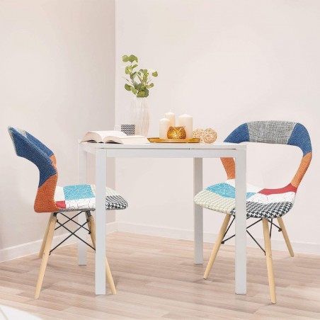 2 uds Silla PARIS Patchwork patas madera de Haya ergonómica estructura metálica