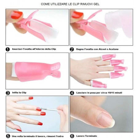 Kit 20 uds Removedor de gel Clip y Gel Polish 3422 para Nail Art Nails