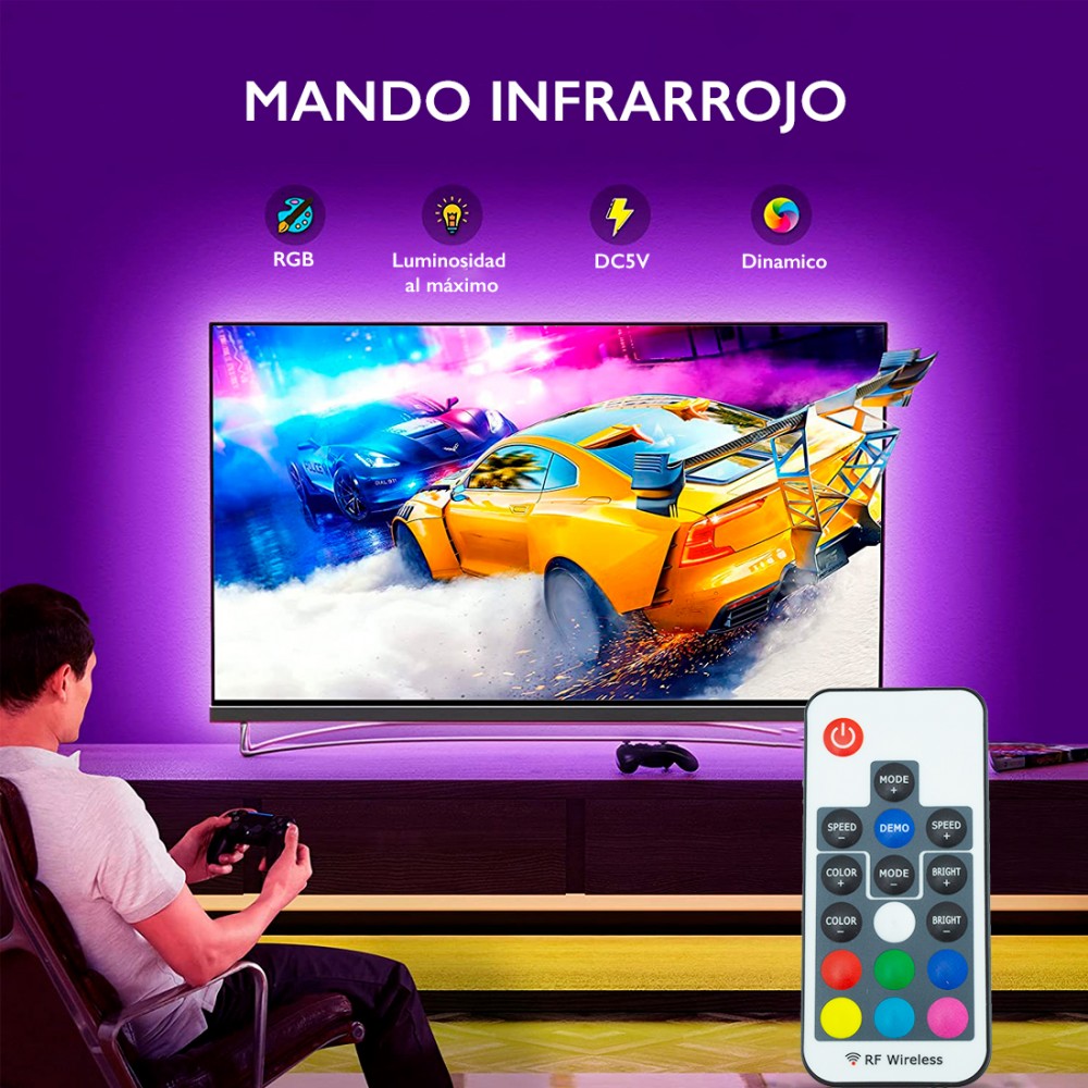 Luces LED RGB USB para TV con tira y control...