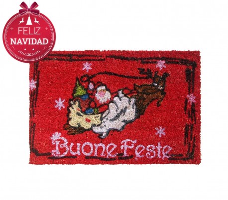 Felpudo (40 x 60 cm) hecho de fibra de coco con motivo de Navidad - Decoración del hogar
