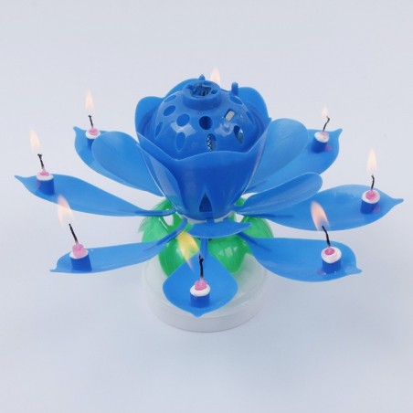 456910 Pack 4 velas musicales forma de Flor efectos de sonido y giratoria AZUL