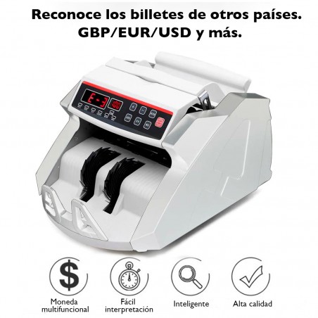 Contador de billetes profesional con detector de billetes falsos y pantalla LED