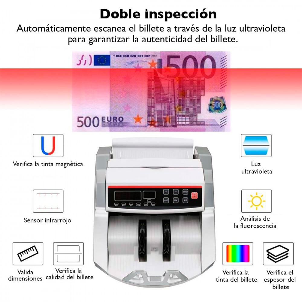 Contador de billetes profesional con detector...