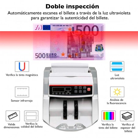 Contador de billetes profesional con detector de billetes falsos y pantalla LED