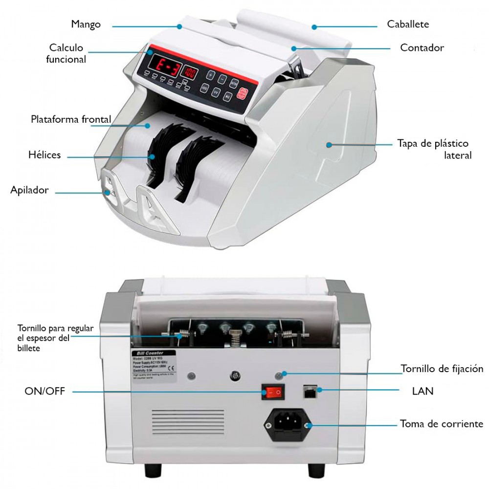 Contador de billetes profesional con detector...