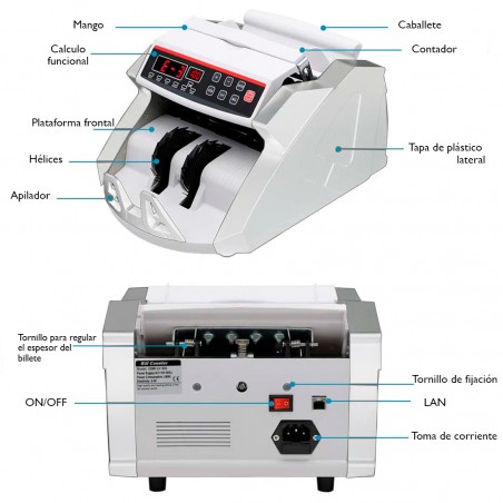 Contador de billetes profesional con detector de billetes falsos y pantalla LED
