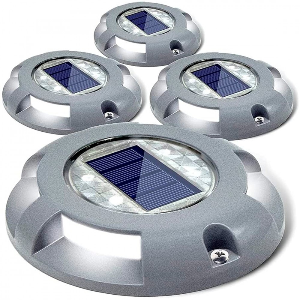 Set 4 unidades Focos LED IP67 para Exterior luz fría con panel solar integrado