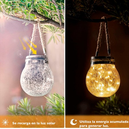 Set 2 faroles decorativos Atmósfera para Exterior con panel solar LED Cálido