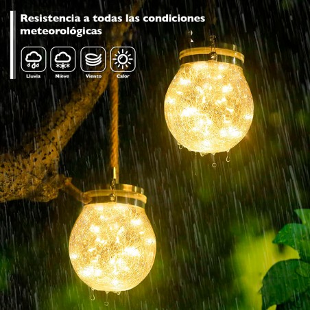 Set 2 faroles decorativos Atmósfera para Exterior con panel solar LED Cálido