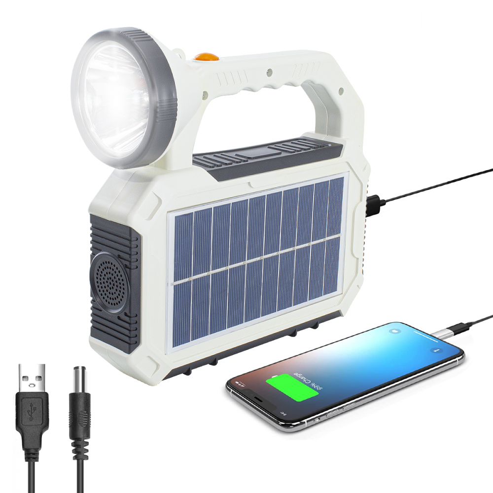 Lámpara portátil de emergencia con panel solar estroboscópica USB multifunción