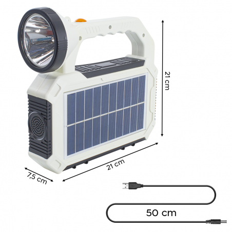 Lámpara portátil de emergencia con panel solar estroboscópica USB multifunción