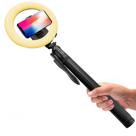 Lámpara anillo Selfie Stick Ring Light 8" trípode plegable con control remoto 06