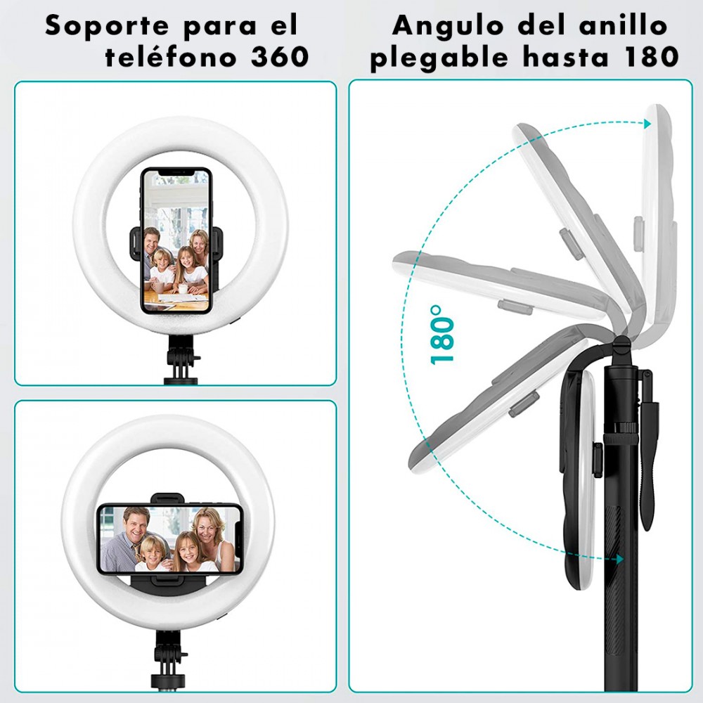 Lámpara anillo Selfie Stick Ring Light 8"...