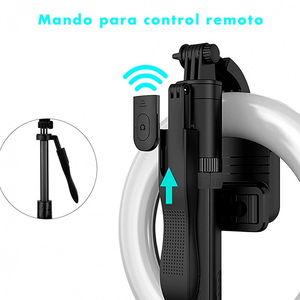 Lámpara anillo Selfie Stick Ring Light 8"...