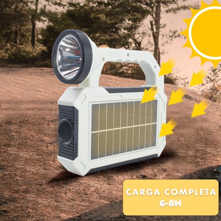 Lámpara portátil de emergencia con panel solar estroboscópica USB multifunción