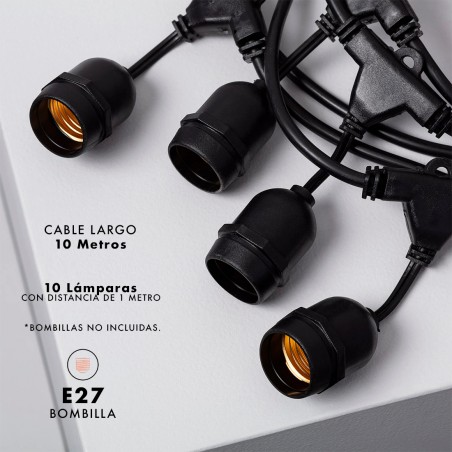 Cadena de luces LED de 10 mtr para iluminación decorativa de 10 bombillas