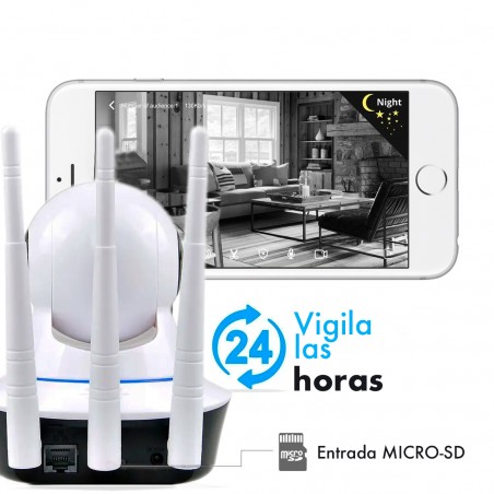 Cámara de vigilancia inalámbrica Wifi con APP 1080P HD con altavoz y 3 antenas