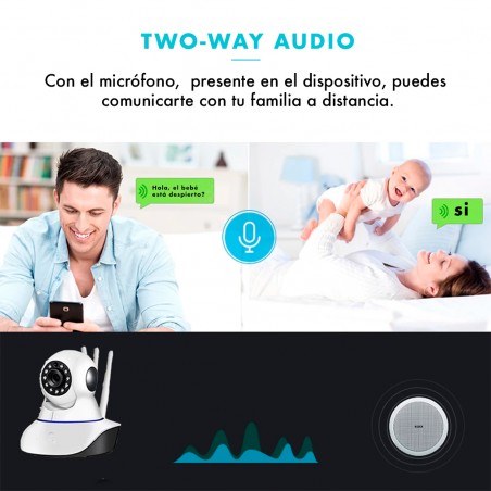 Cámara de vigilancia inalámbrica Wifi con APP 1080P HD con altavoz y 3 antenas