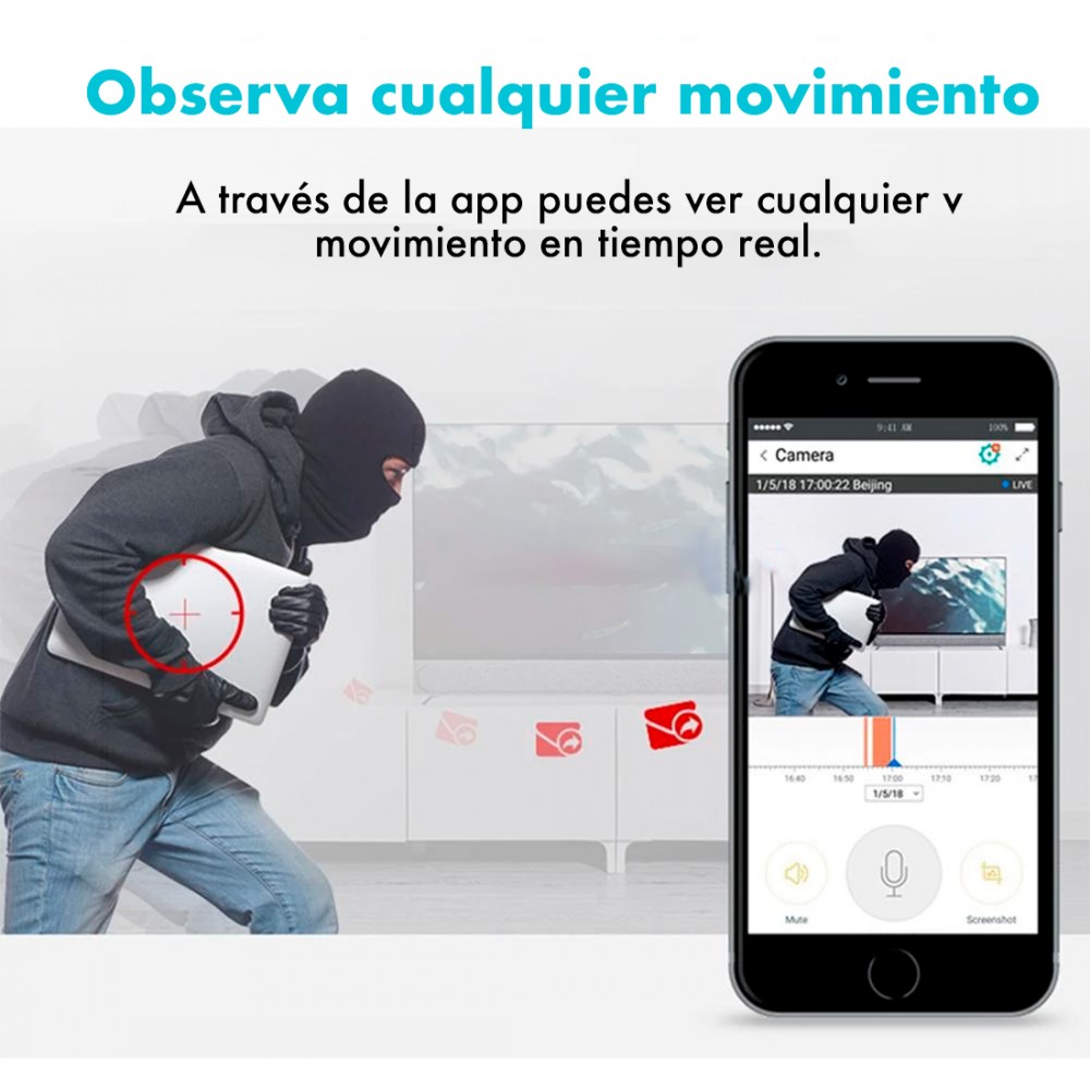 Cámara de vigilancia inalámbrica Wifi con APP...