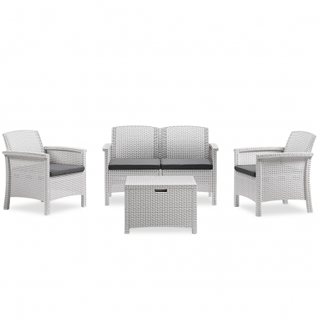 Conjunto de sofá 2 butacas y mesita Estilo Rattan VENEZIA salón de exterior