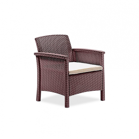 Conjunto de sofá 2 butacas y mesita Estilo Rattan VENEZIA salón de exterior