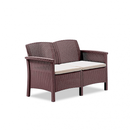 Conjunto de sofá 2 butacas y mesita Estilo Rattan VENEZIA salón de exterior