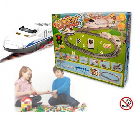 Juego de circuito de tren express con luz y sonido incluye pistas y señales 371739