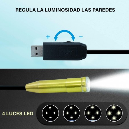 Cámara de endoscopio USB de 10m con sonda impermeable flexible de 4 luces LED