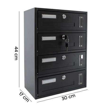 Buzón Condominio 4 plazas Iron Gray  783.C Formato Revista 44x17x30cm