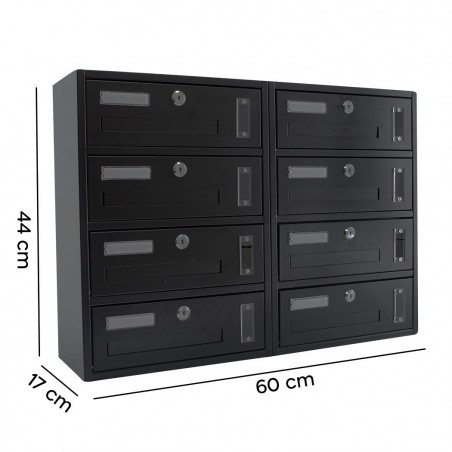 Buzón Condominio 8 plazas Iron Gray 783.D Formato Revista 44x17x60cm