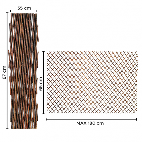 Valla de madera extensible de 35 A 180 cm celosía decorativa para plantas