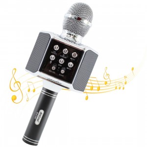 Micrófono karaoke inalámbrico con luz LED Q-C107 Graba canta y reproduce música