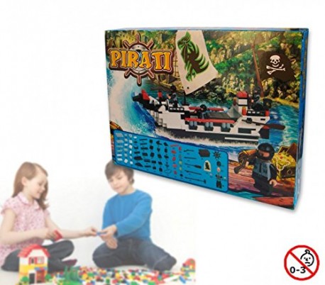 Juego de construcción de barco pirata +200 piezas para montar con 3 personajes