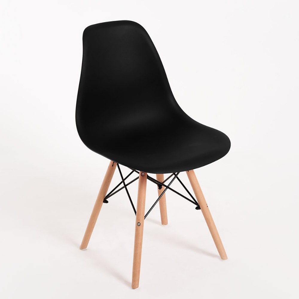 Pack 4 sillas IVAR comedor diseño retro escandinavo con patas de madera y acero