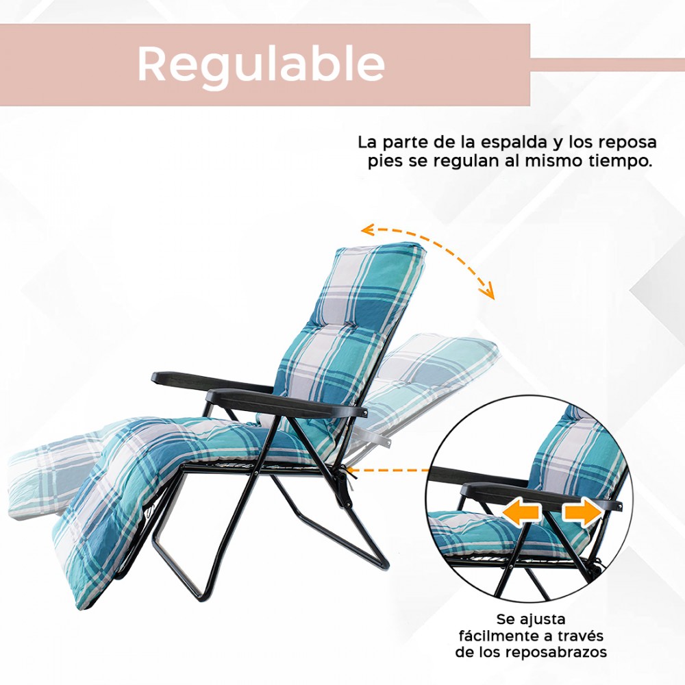 Tumbona plegable Sunny con respaldo acolchado...