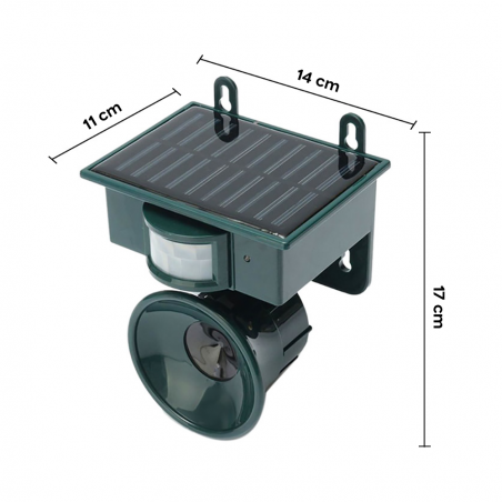 Sonido sónico y repelente visual para aves con energía solar mata animales