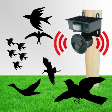 Sonido sónico y repelente visual para aves con energía solar mata animales