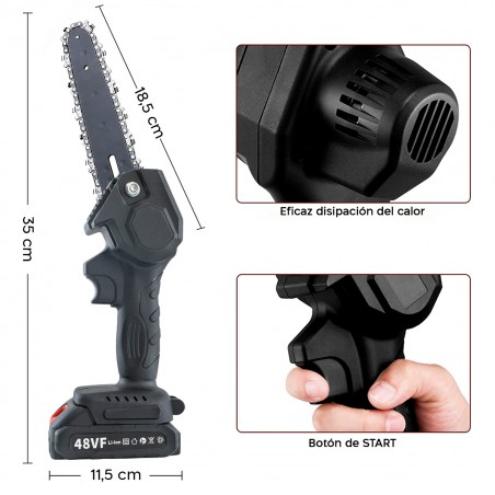 Mini motosierra eléctrica inalámbrica batería 48VF hoja 5.5 Pulgadas para poda