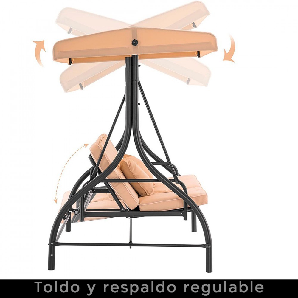 Mecedora de jardín de 3 plazas BEIGE con...