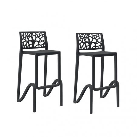 2 Taburetes altos de cocina y Bar ZEFIRO de polipropileno reforzado y apilable