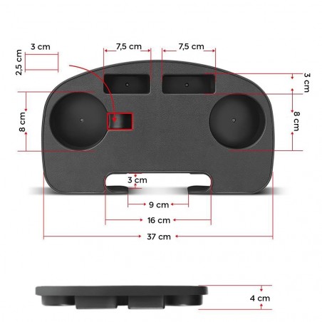 Bandeja para silla con compartimentos 37x23x4cm bandeja organizador reposabrazos